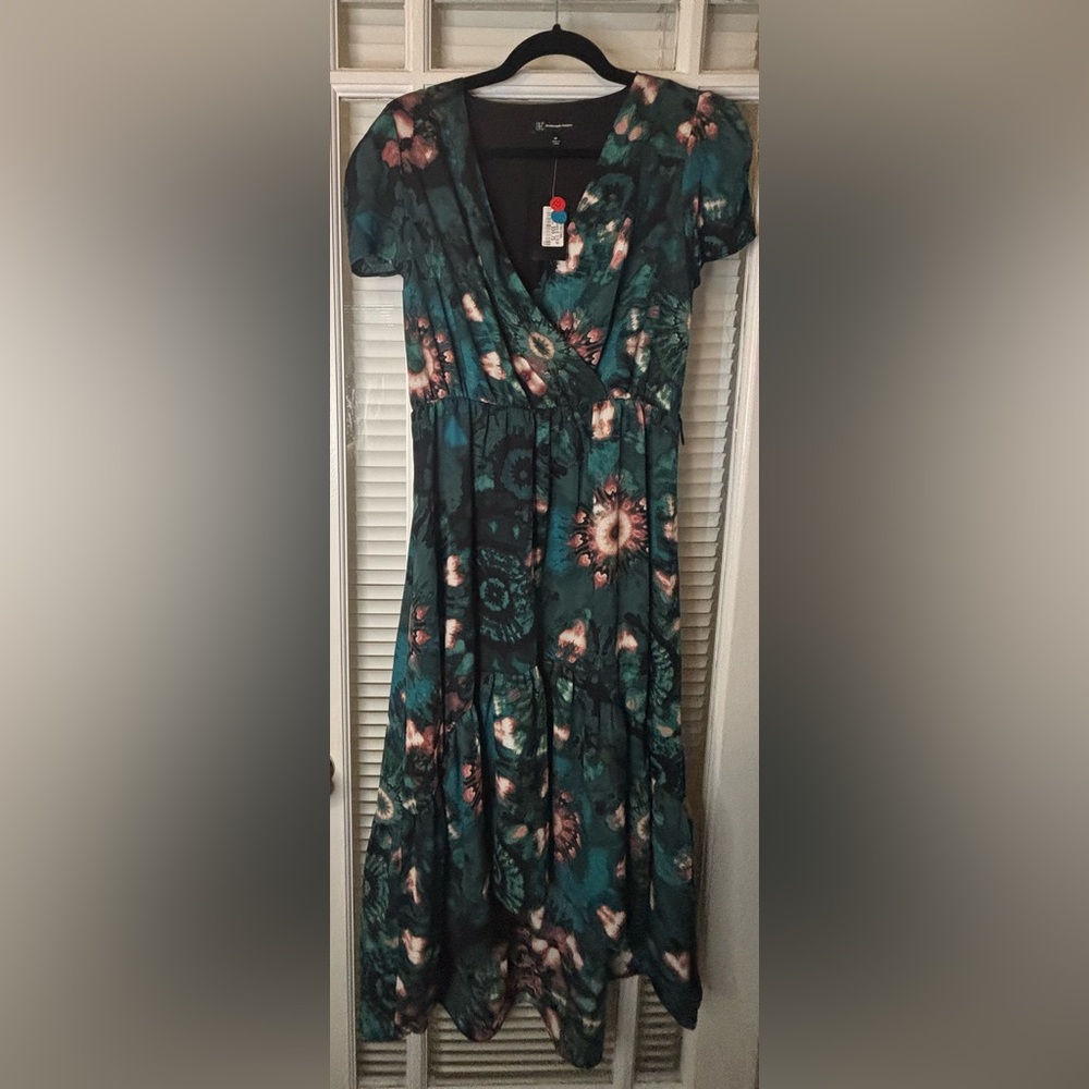 Women's Green Floral Hi Lo Floral Dress